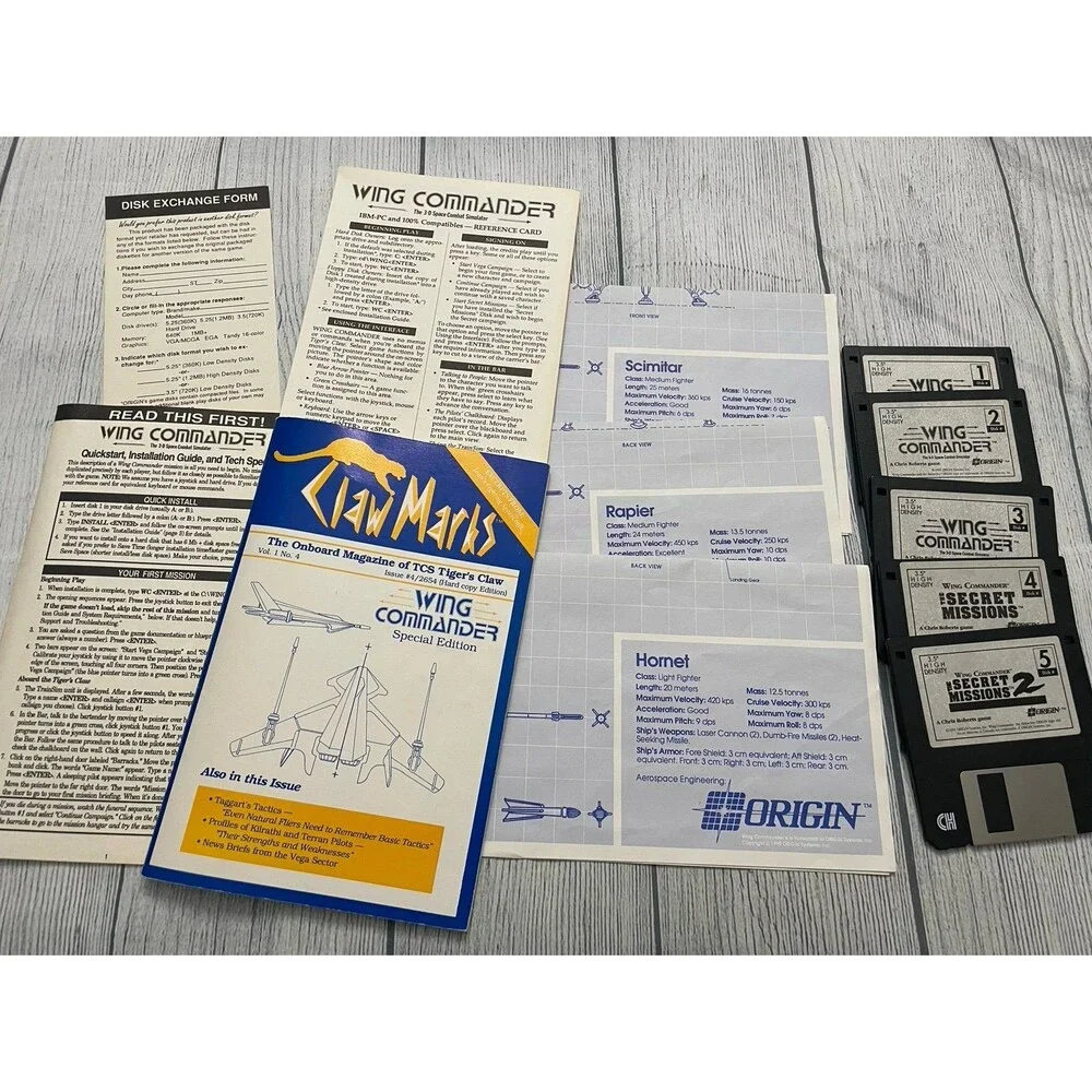 Wing Commander Deluxe Edition PC Video Game & Manuals, 1991